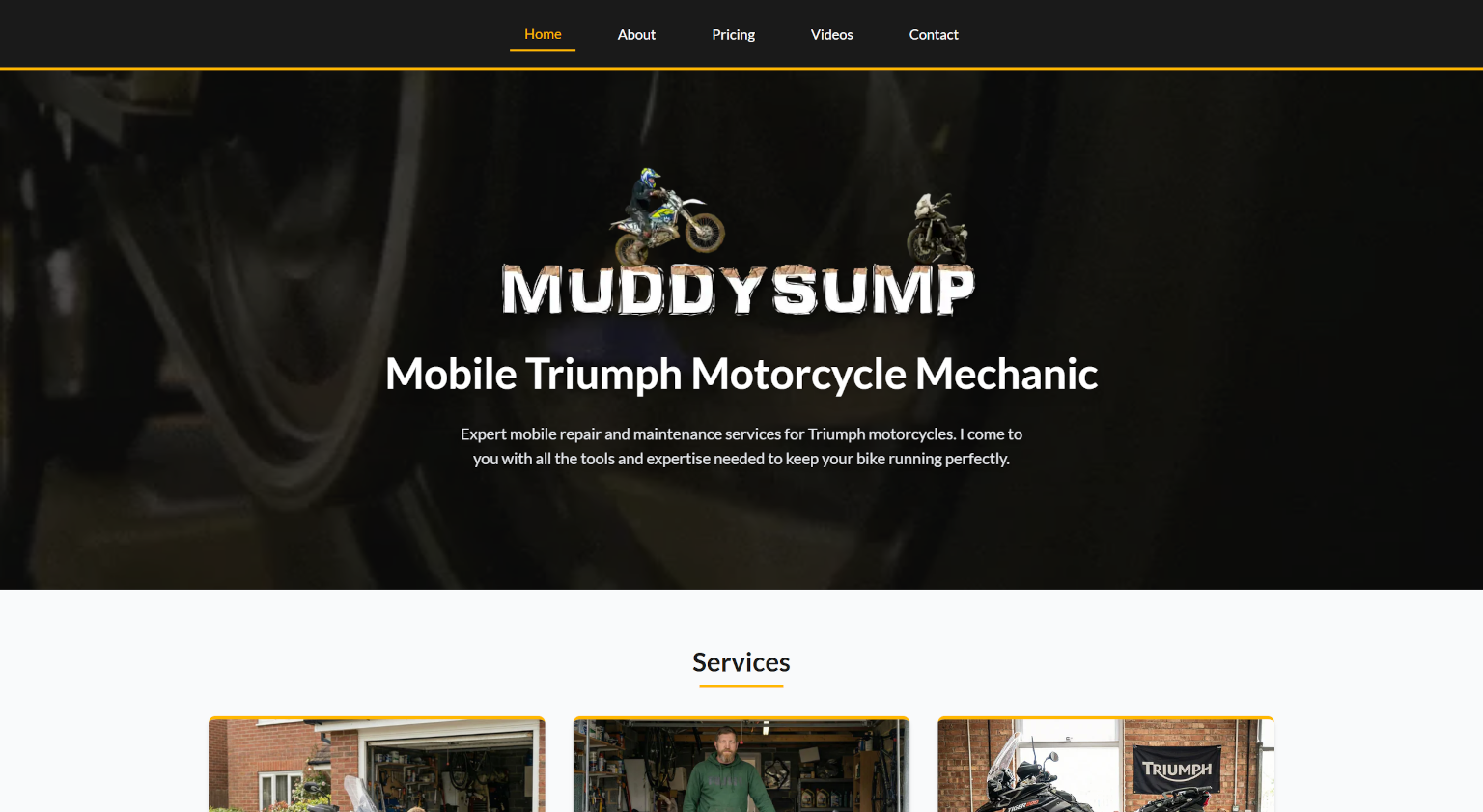 MuddySump v2 - Motorcycle Repair services redesign